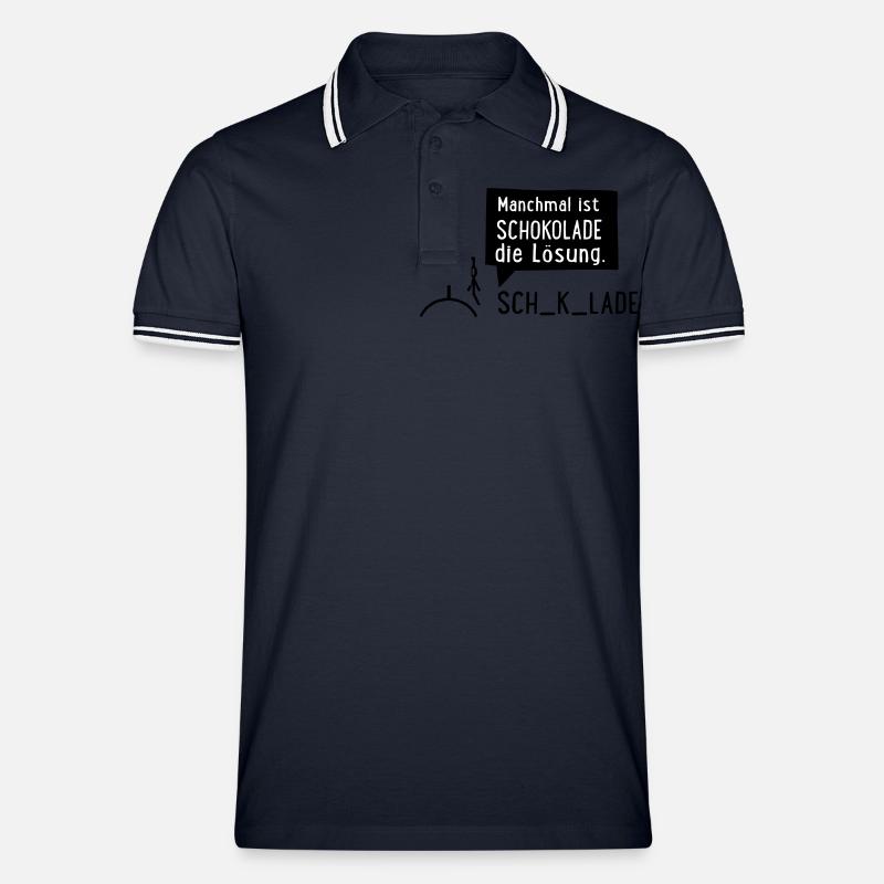 Schokolade - Männer Tipped Poloshirt - Navy/Weiß