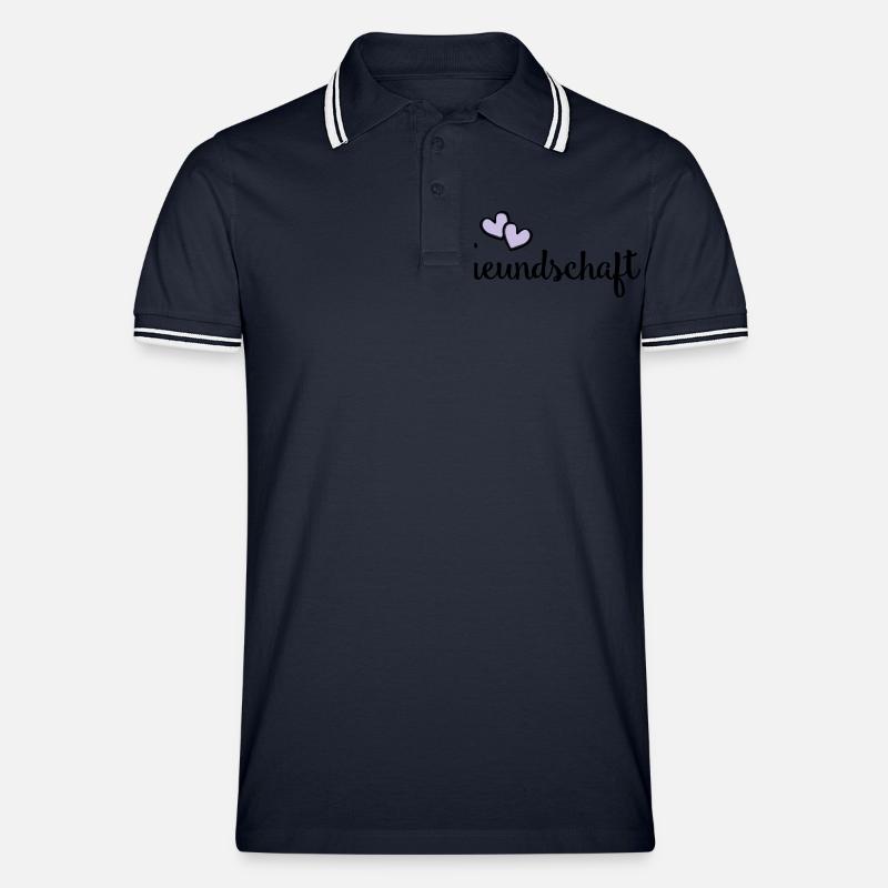 freundschaft herzen - Männer Tipped Poloshirt - Navy/Weiß