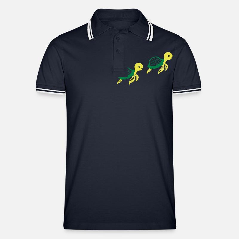 schildkroeten_002 - Männer Tipped Poloshirt - Navy/Weiß