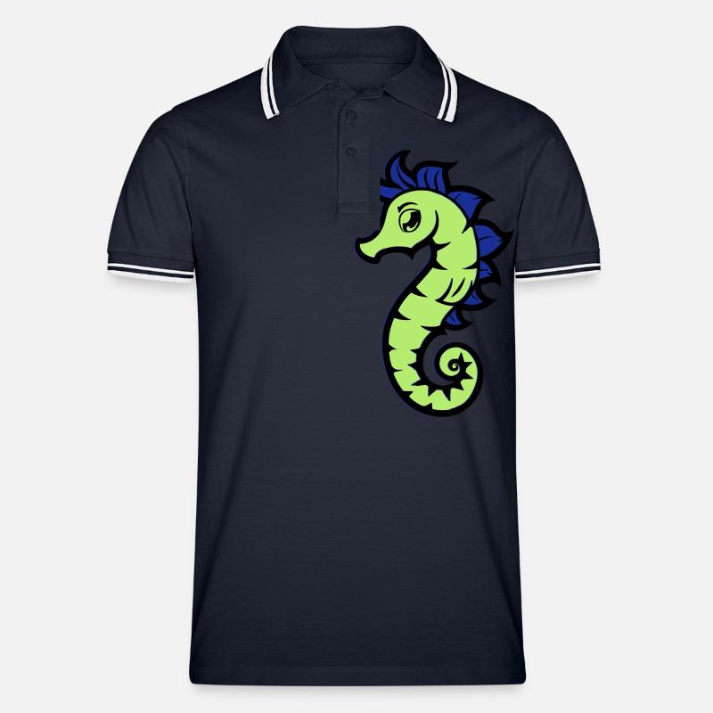 seepferd seepferdchen comic - Männer Tipped Poloshirt - Navy/Weiß