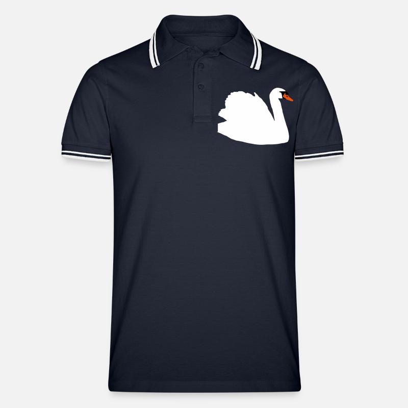 schwan - Männer Tipped Poloshirt - Navy/Weiß