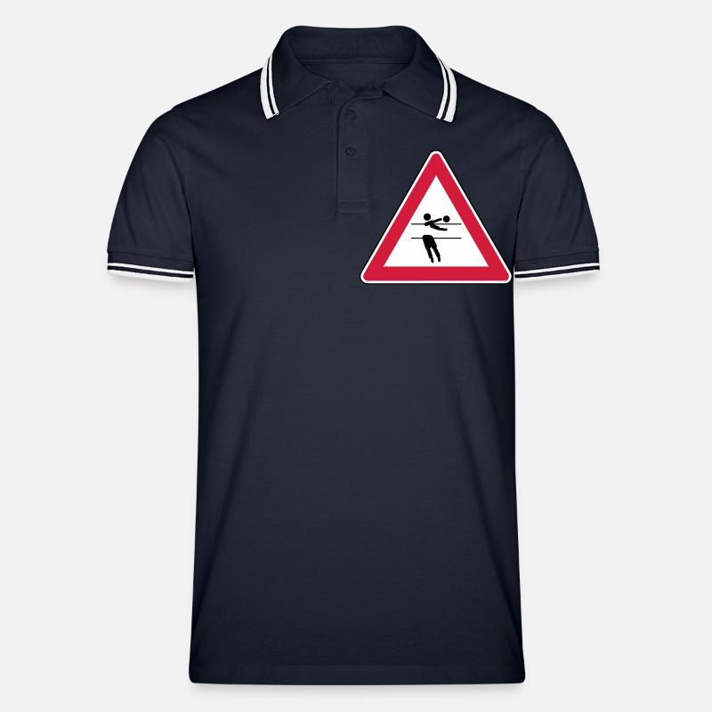 Achtung, Volleyball wird gespielt! - Männer Tipped Poloshirt - Navy/Weiß