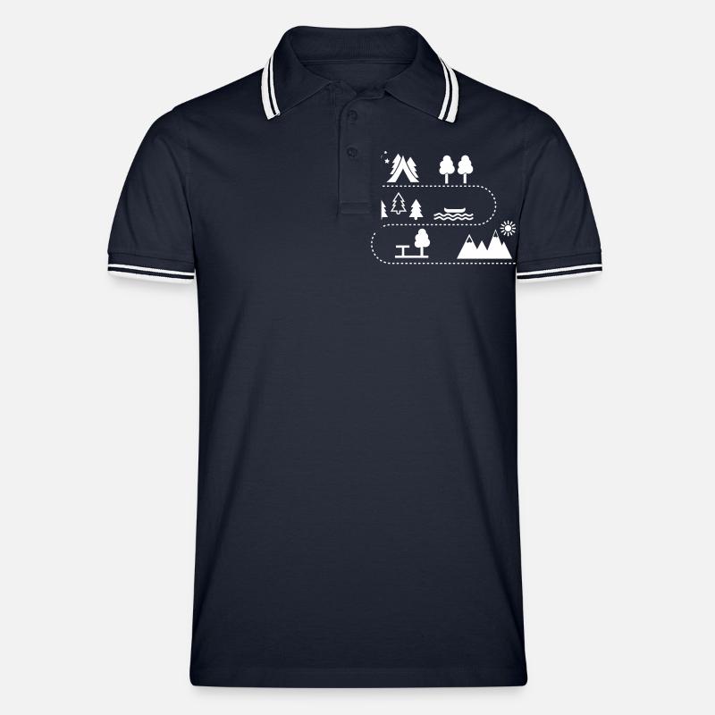 Camping - Männer Tipped Poloshirt - Navy/Weiß