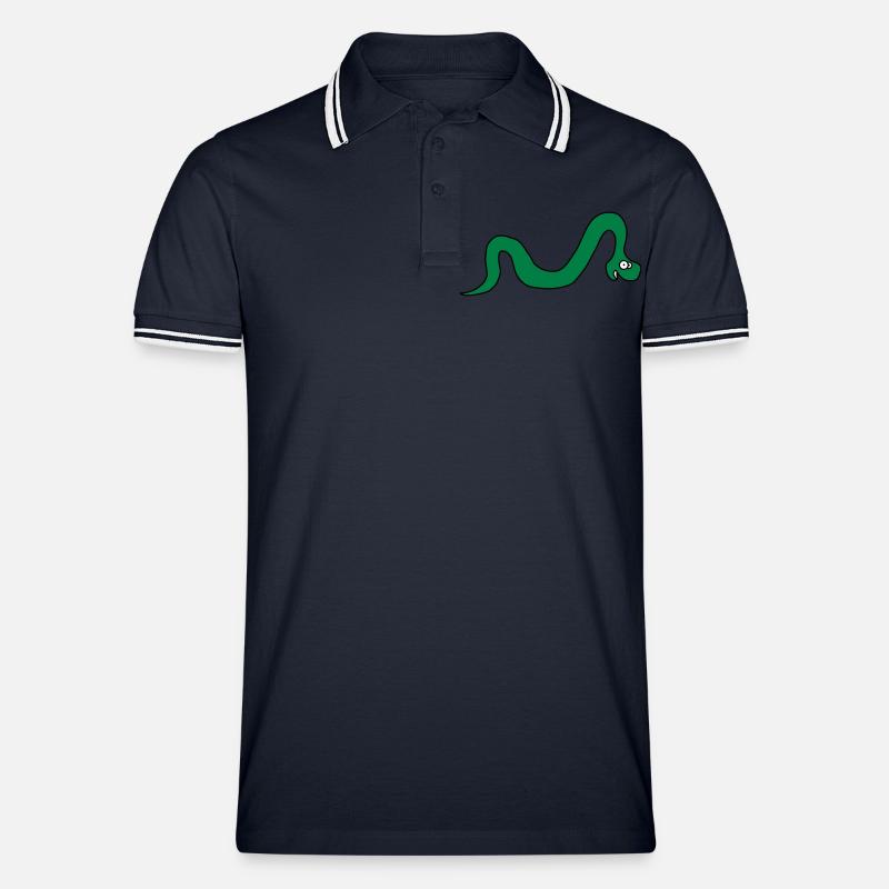 Funny Snake - Männer Tipped Poloshirt - Navy/Weiß