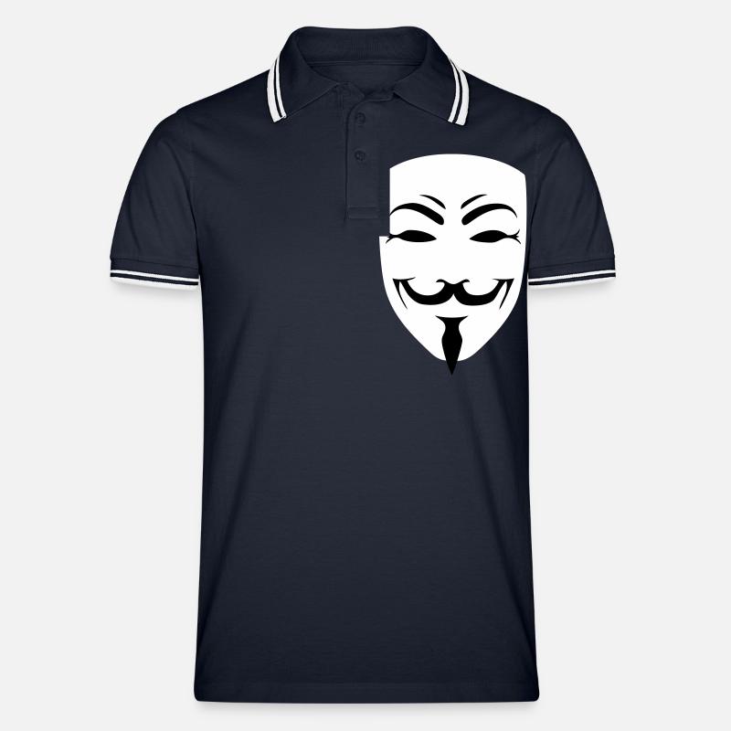anonymous happy mask internet hack - Men's Tipped Polo Shirt - navy/white