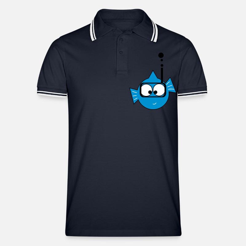Fisch - Männer Tipped Poloshirt - Navy/Weiß