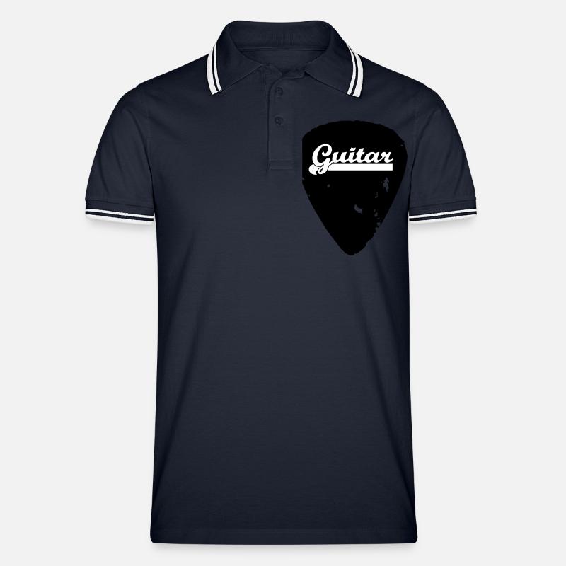 guitar - Männer Tipped Poloshirt - Navy/Weiß