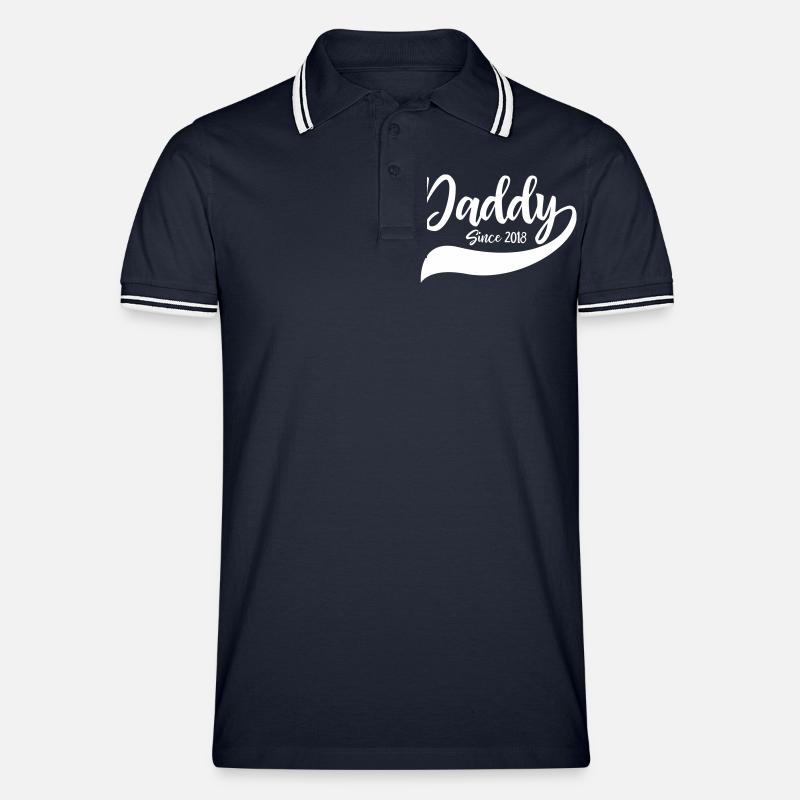 Daddy Since 2018 - Männer Tipped Poloshirt - Navy/Weiß