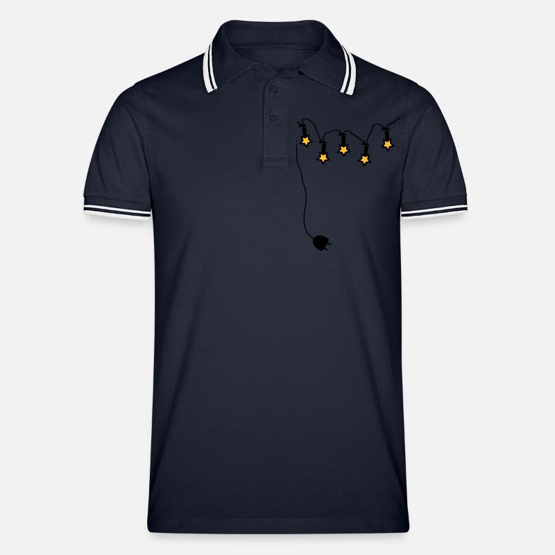 Lichterkette mit Stecker - V2 - Männer Tipped Poloshirt - Navy/Weiß