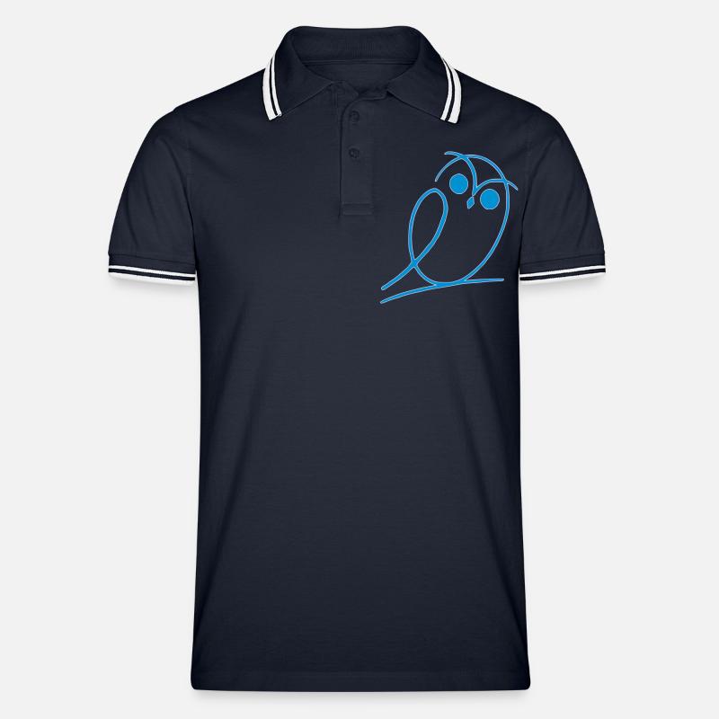 Eule - Männer Tipped Poloshirt - Navy/Weiß