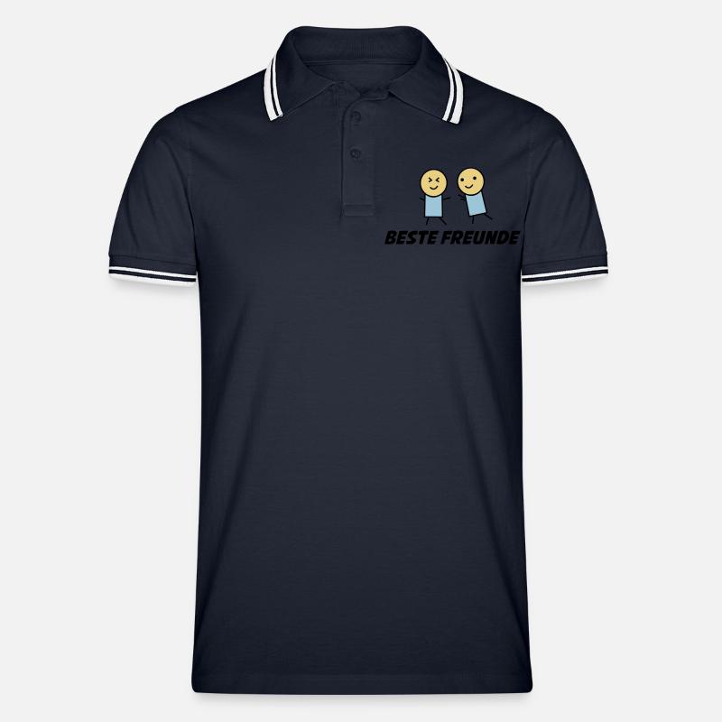 beste freunde 1 - Männer Tipped Poloshirt - Navy/Weiß
