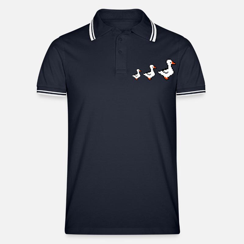 pixel enten - Männer Tipped Poloshirt - Navy/Weiß