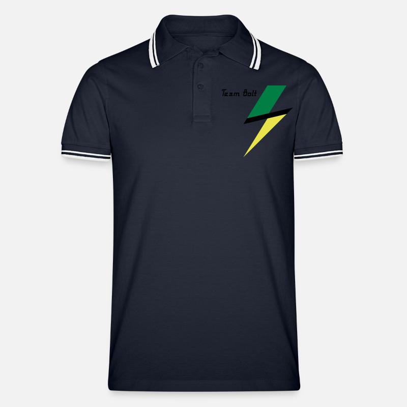 Team Bolt - Männer Tipped Poloshirt - Navy/Weiß