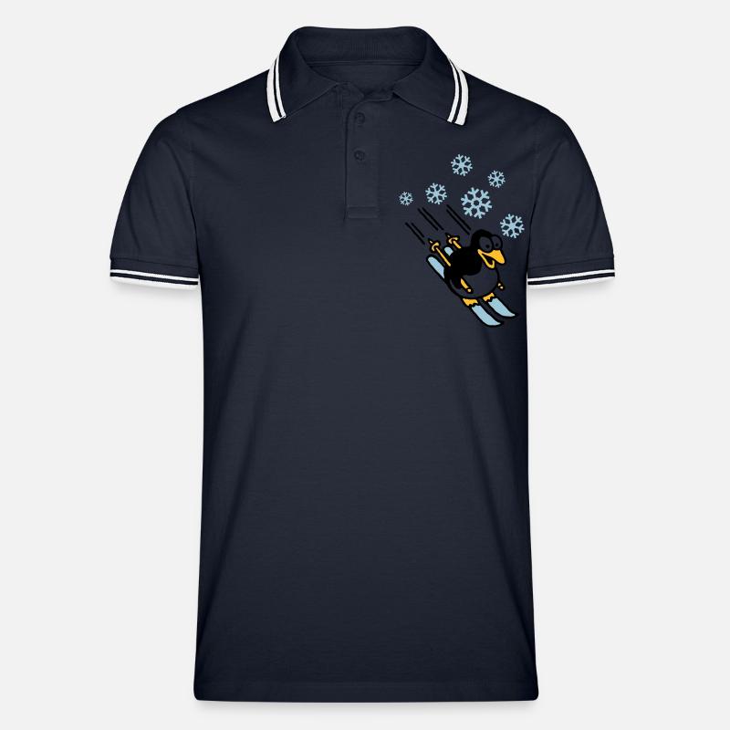 pinguin_ski_022011_h_3c - Männer Tipped Poloshirt - Navy/Weiß
