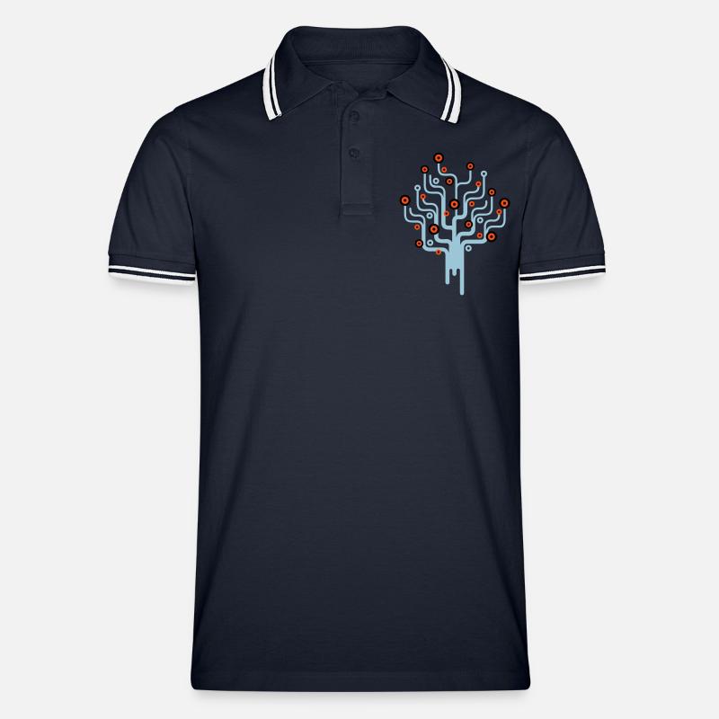 baum2_3f - Männer Tipped Poloshirt - Navy/Weiß