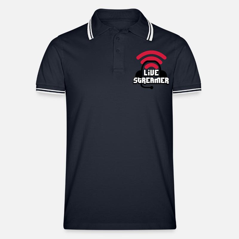 Live Streamer - Männer Tipped Poloshirt - Navy/Weiß