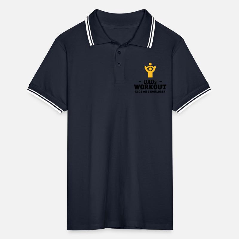 Papas workout mit Kind auf Schultern Geschenk Männer Tipped Poloshirt