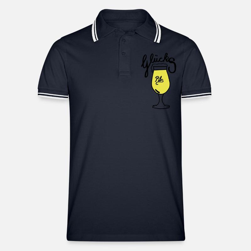 Glückspils - Männer Tipped Poloshirt - Navy/Weiß