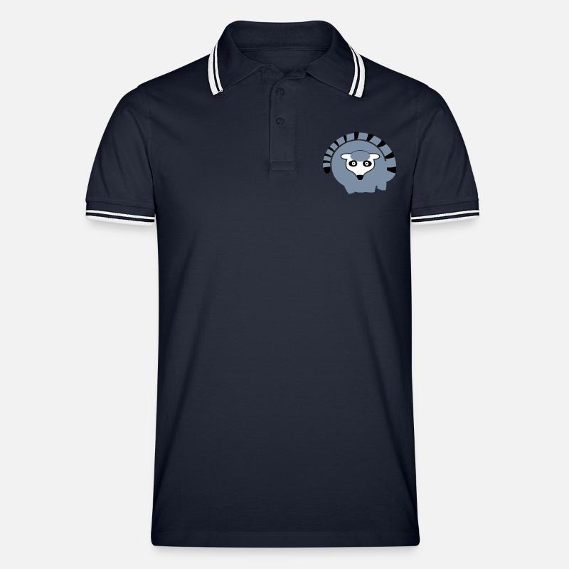 lemur (3c) - Männer Tipped Poloshirt - Navy/Weiß