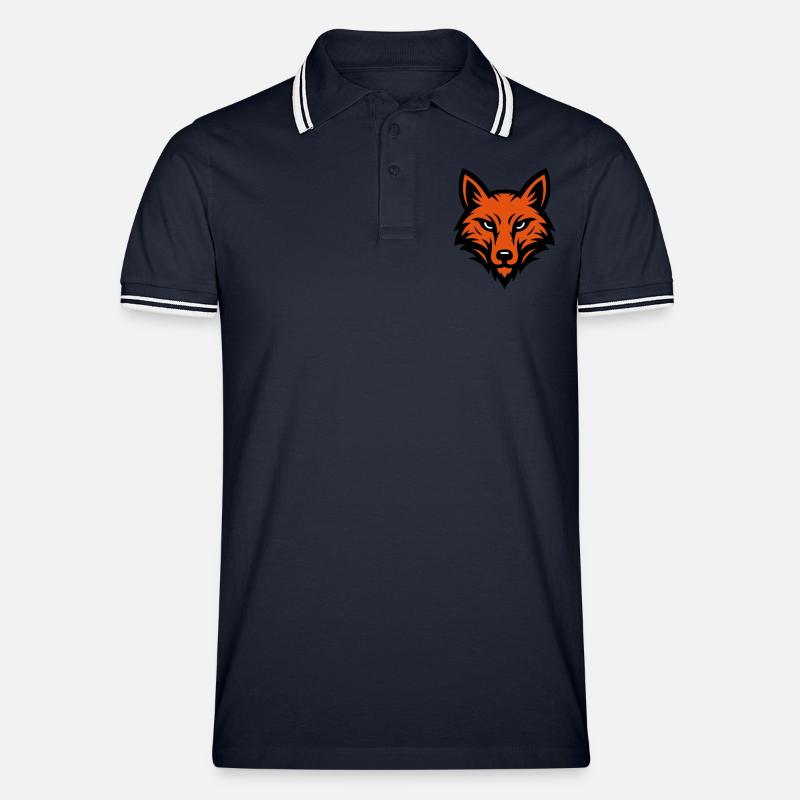 Fuchs Kopf - Männer Tipped Poloshirt - Navy/Weiß