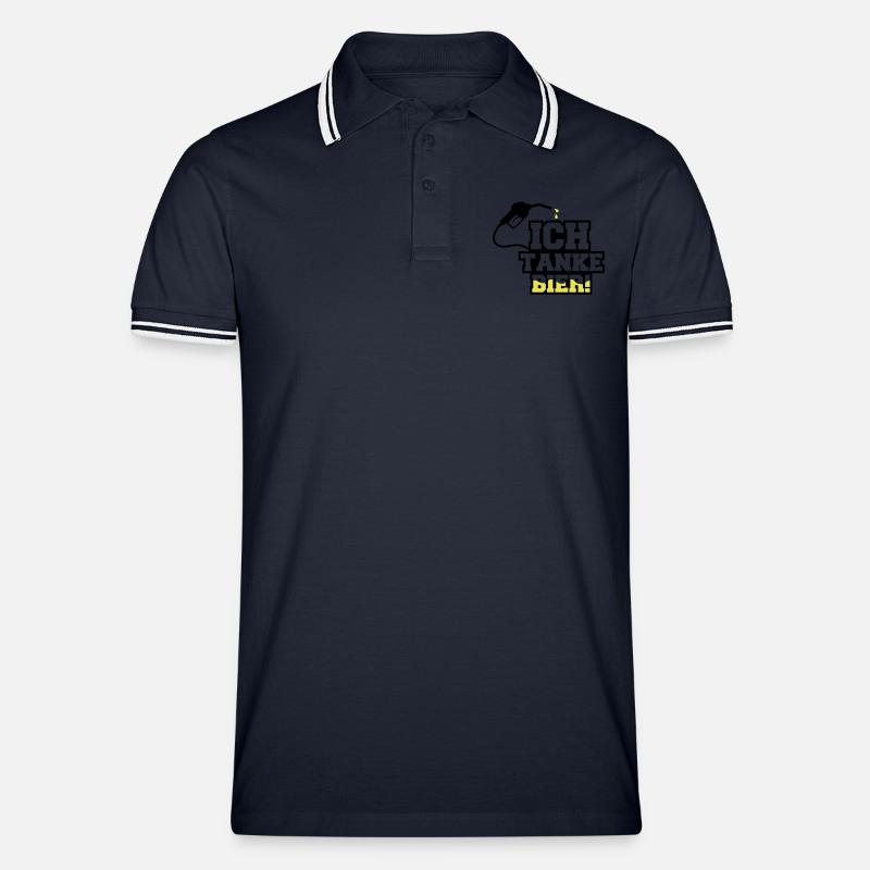 ich tanke bier - Männer Tipped Poloshirt - Navy/Weiß