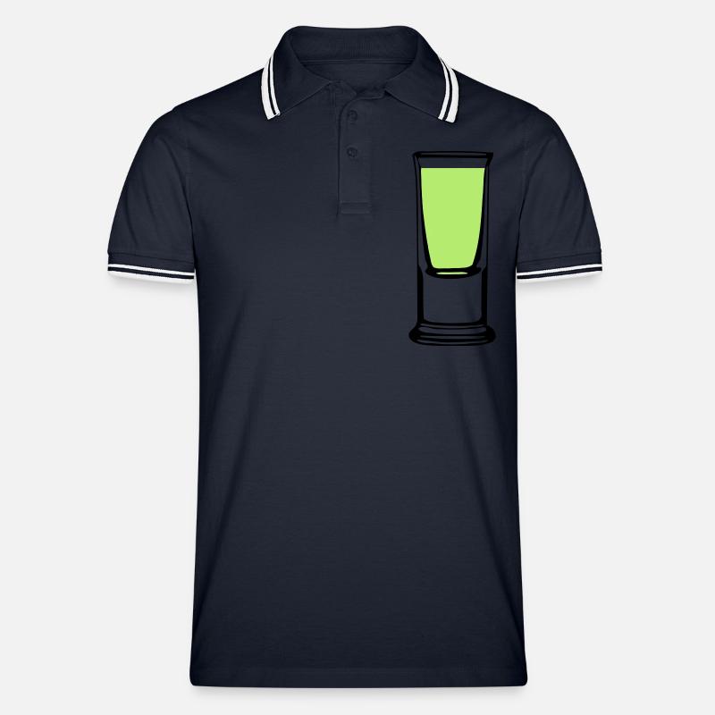 Schnapsglas - Männer Tipped Poloshirt - Navy/Weiß