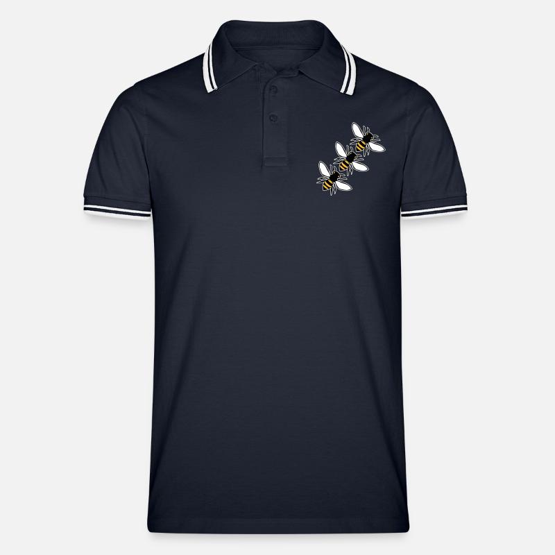 Bienen fliegen - Männer Tipped Poloshirt - Navy/Weiß