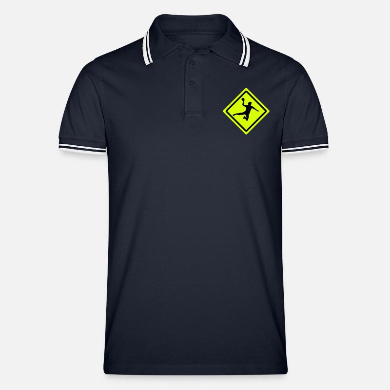 handball roadsign - Männer Tipped Poloshirt - Navy/Weiß