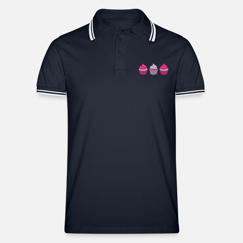 Cupcake - Männer Tipped Poloshirt - Navy/Weiß