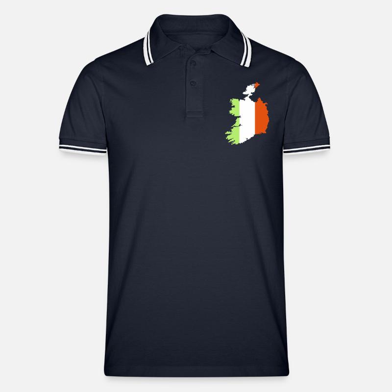 Irland - Männer Tipped Poloshirt - Navy/Weiß