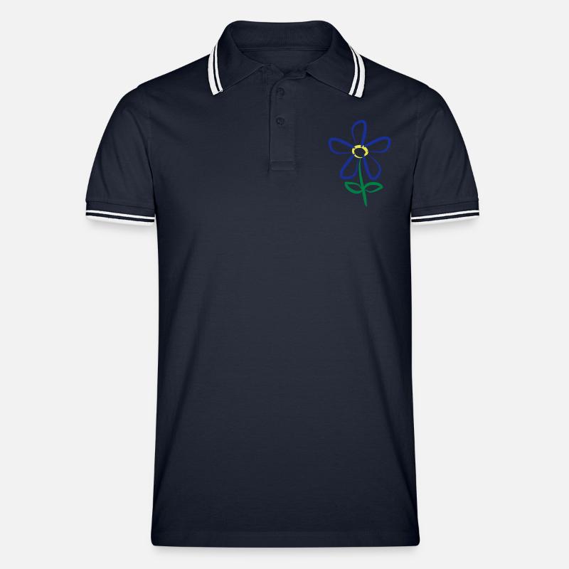 Blume - Männer Tipped Poloshirt - Navy/Weiß