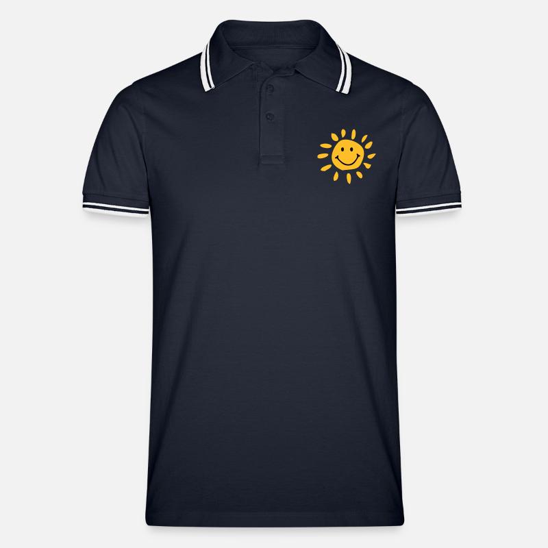 Sonne - Männer Tipped Poloshirt - Navy/Weiß