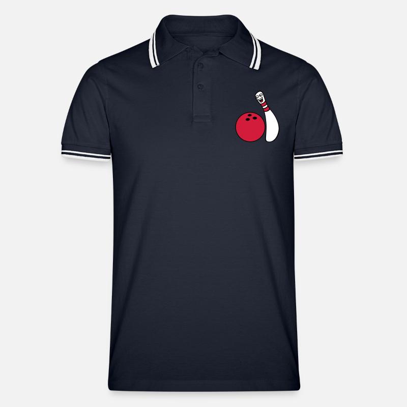 Cheeky Comic Bowling Pin - Männer Tipped Poloshirt - Navy/Weiß