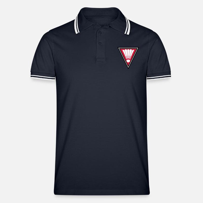 Triangle Badminton Logo - Männer Tipped Poloshirt - Navy/Weiß