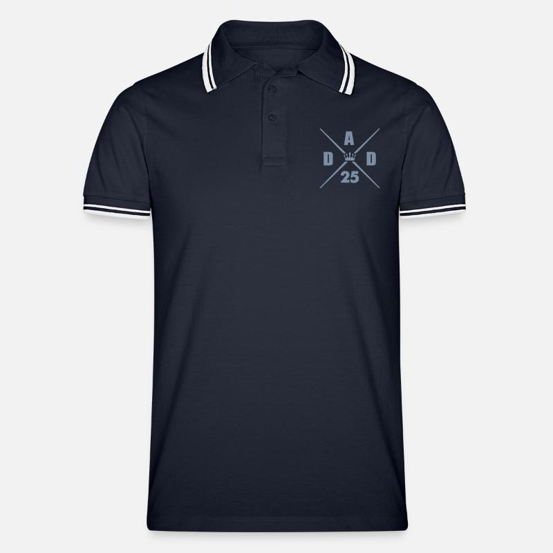 dad 25 papa - Männer Tipped Poloshirt - Navy/Weiß