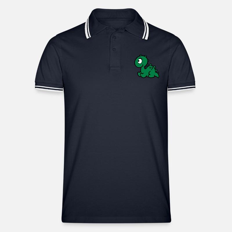 Drache - Männer Tipped Poloshirt - Navy/Weiß