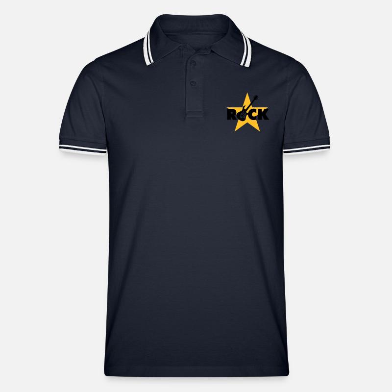 rock_star_042013_b_2c - Männer Tipped Poloshirt - Navy/Weiß