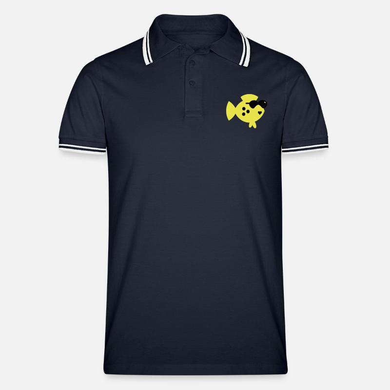 Blindfisch / blind fish (2c) - Männer Tipped Poloshirt - Navy/Weiß