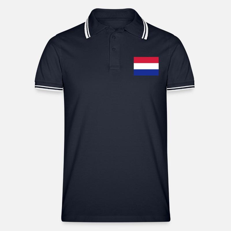 drapeau_pays_bas - Männer Tipped Poloshirt - Navy/Weiß