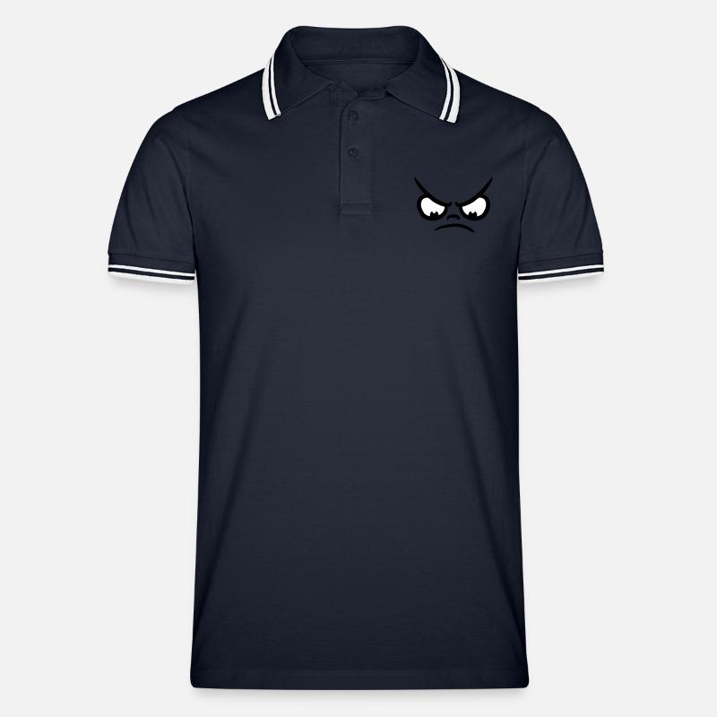 Angry Comic Face - Männer Tipped Poloshirt - Navy/Weiß