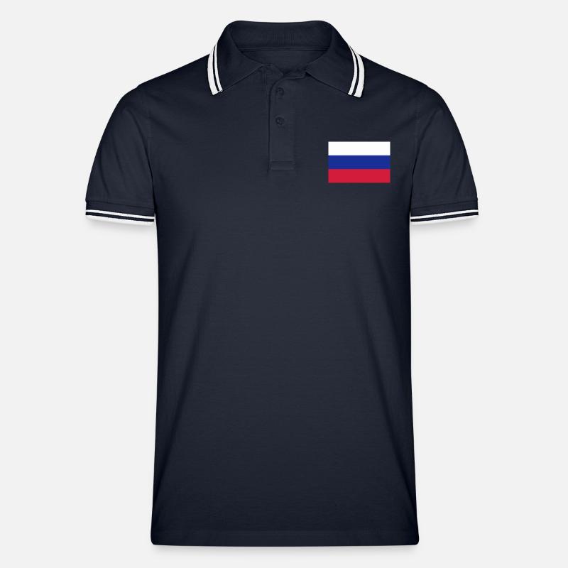Drapeau Russie / Russian flag - Polo tipped Homme - marine/blanc