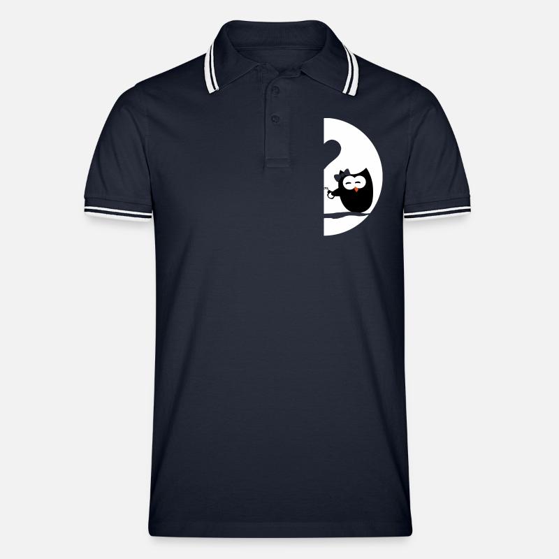 Hiboux gauche - Saint Valentin - Polo tipped Homme - marine/blanc