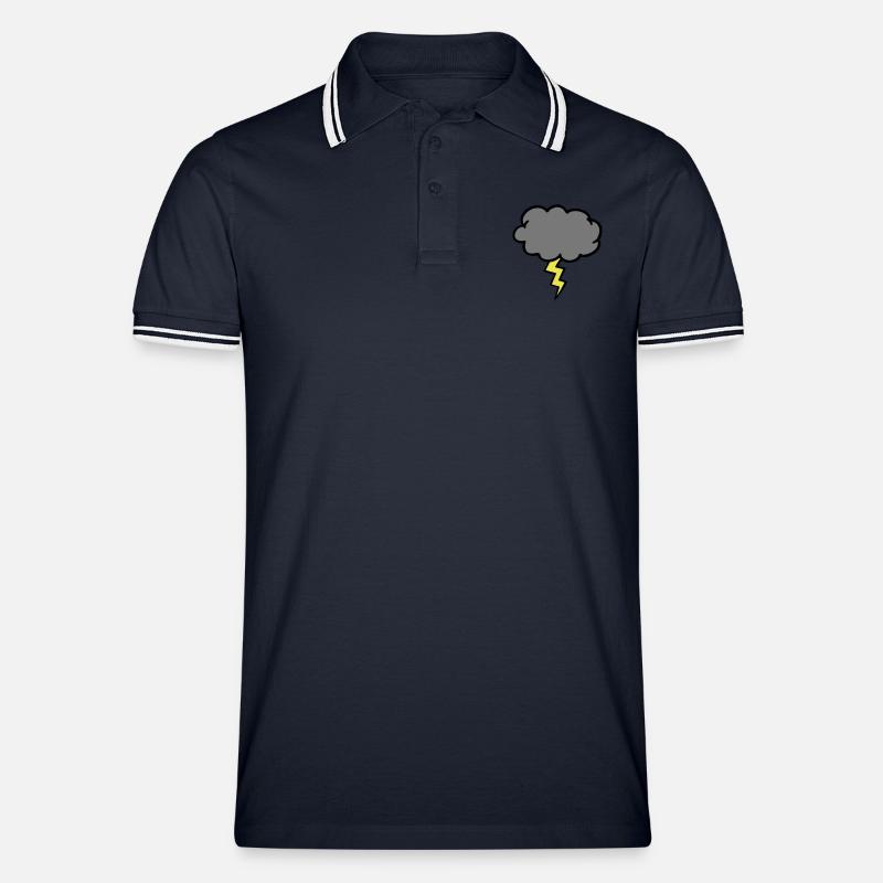 cloud thundercloud lightning thunderbolt - Men's Tipped Polo Shirt - navy/white