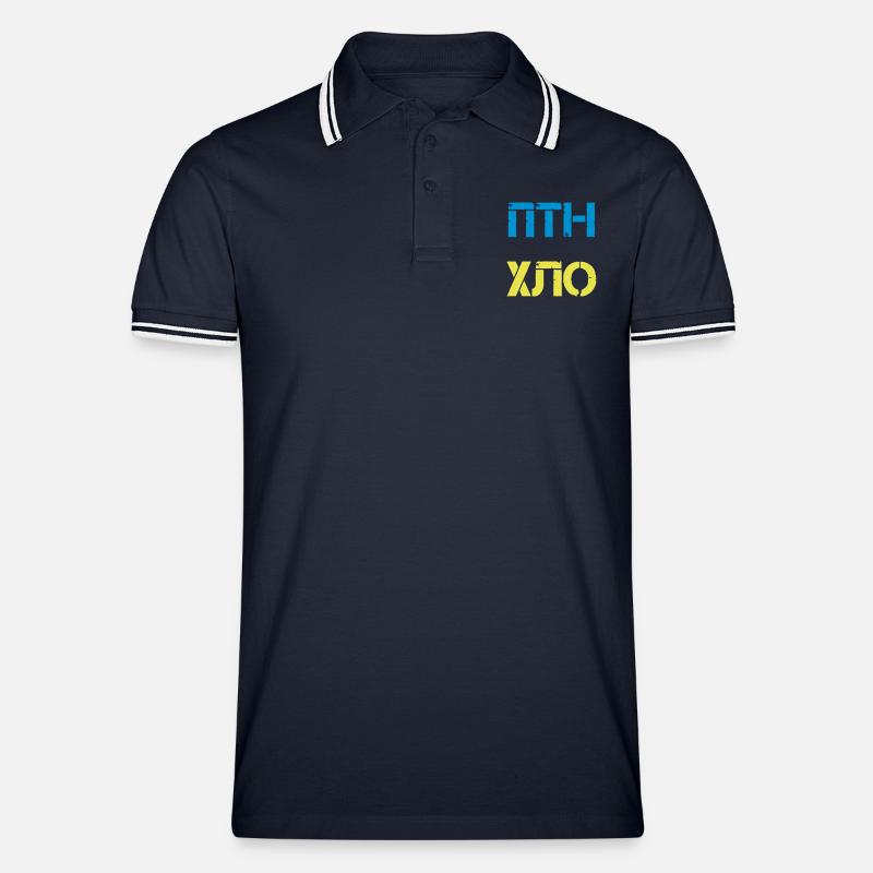 Putin - Hands off Ukraine - Männer Tipped Poloshirt - Navy/Weiß