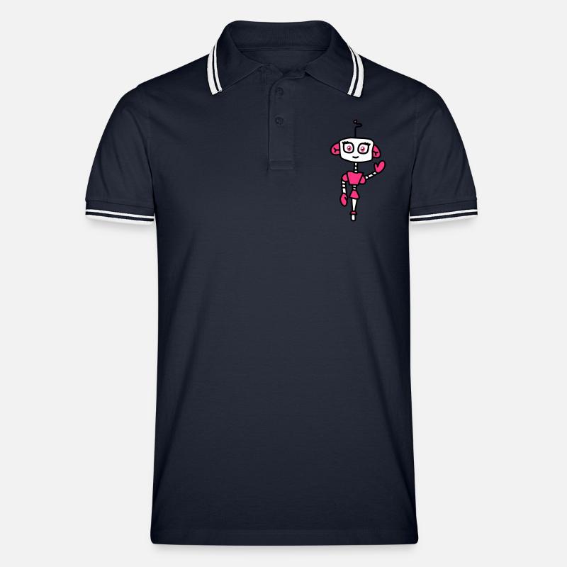 robogirl_3c - Männer Tipped Poloshirt - Navy/Weiß
