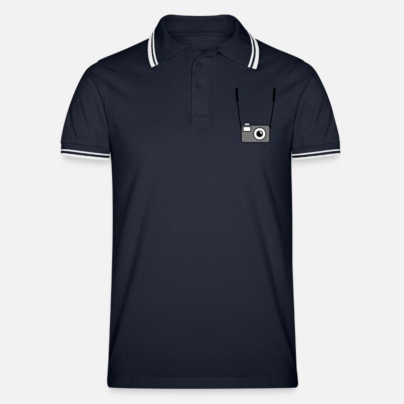 camera - Männer Tipped Poloshirt - Navy/Weiß