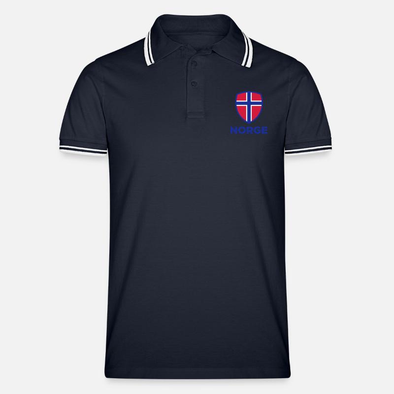 Drapeau national de Norvège - Polo tipped Homme - marine/blanc