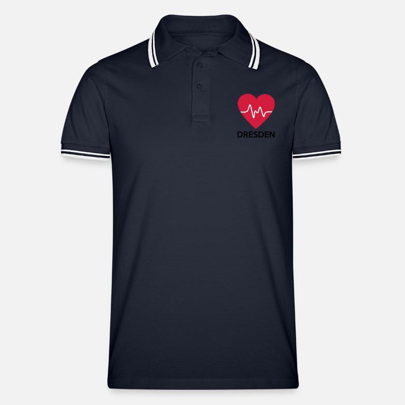 Herz Dresden - Männer Tipped Poloshirt - Navy/Weiß