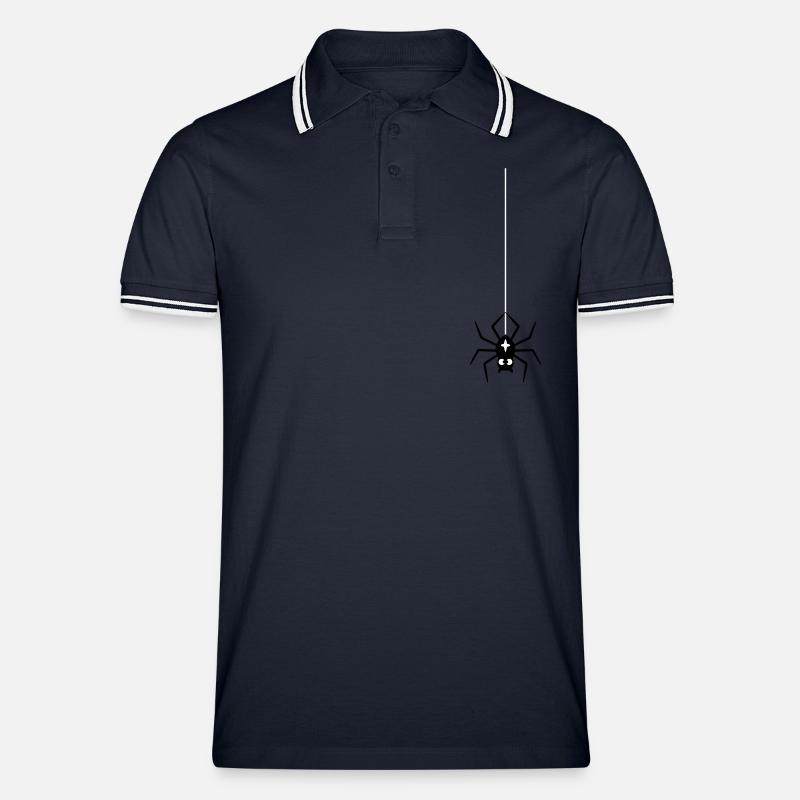 Funny Spider Design - Männer Tipped Poloshirt - Navy/Weiß