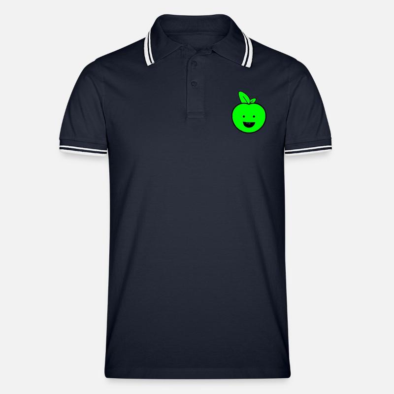 apfel smile - Männer Tipped Poloshirt - Navy/Weiß